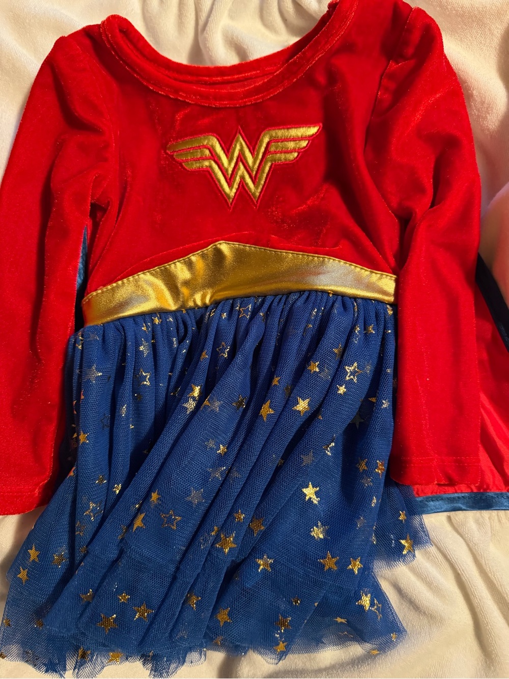 Wonder Woman Red and Blue Superhero Dress with Gold Accents - Kids Costume